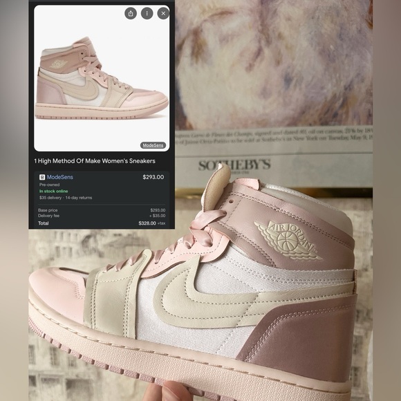 Jordan Women's Sneakers in Pink and White - Picture 1 of 8